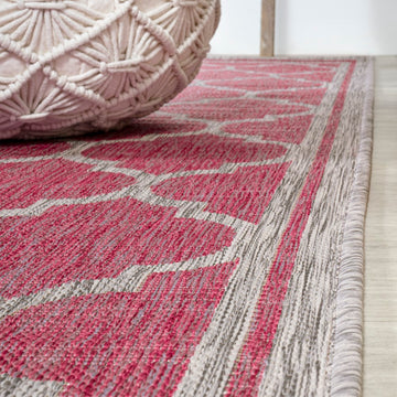 Trebol Moroccan Trellis Textured Weave Indoor/outdoor Runner Rug